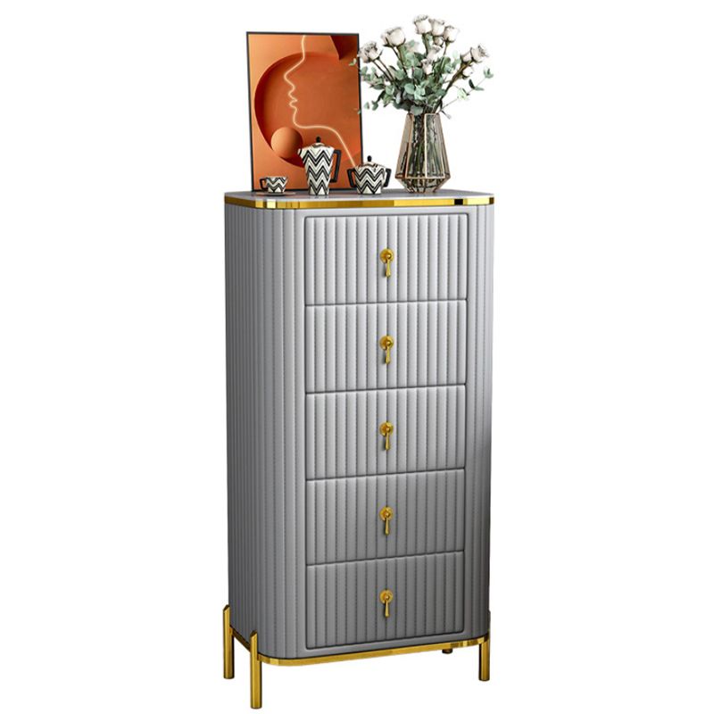 Classic Glam Vertical Lingerie Chest Stone Storage Chest with Drawers for Bedroom