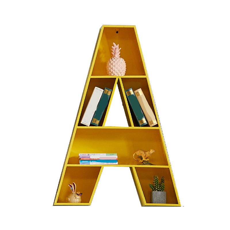 Contemporary Closed Back Bookshelf Metal English Alphabet Shelf