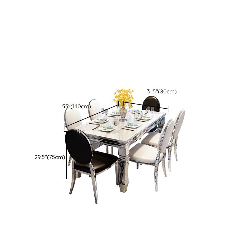 Nordic Rectangle Dining Site Table Marble Dining Room Collection with 4-foot