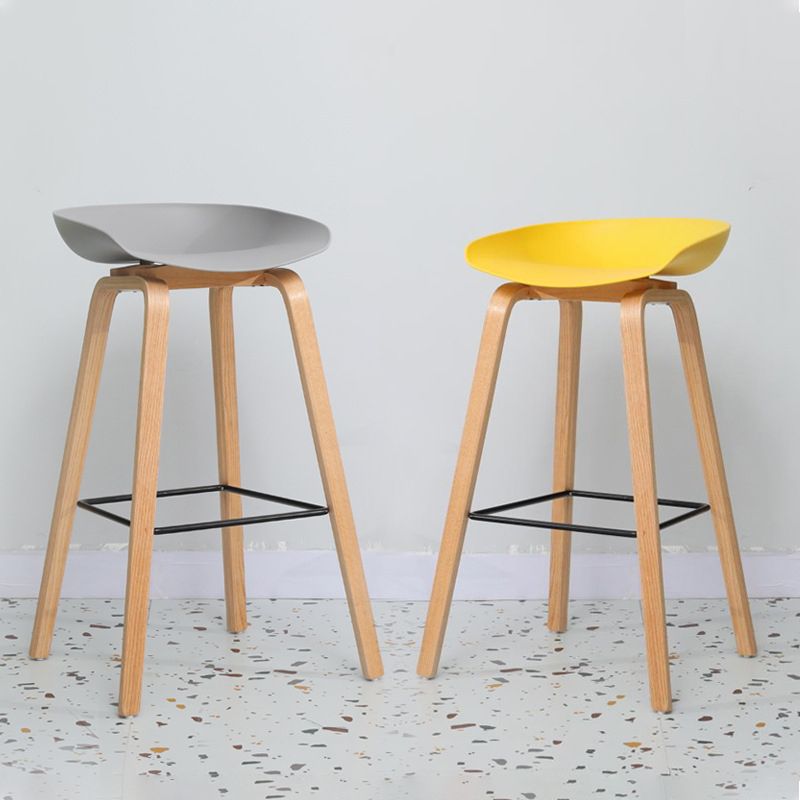Contemporary Style Stool 4 Legs Wood Counter Stool for Home Use