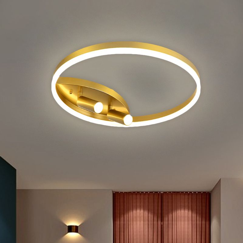 16"/19.5" W Metal Round Ceiling Flush Contemporary LED Gold Flush Mount Spotlight in Warm/White Light for Bedroom