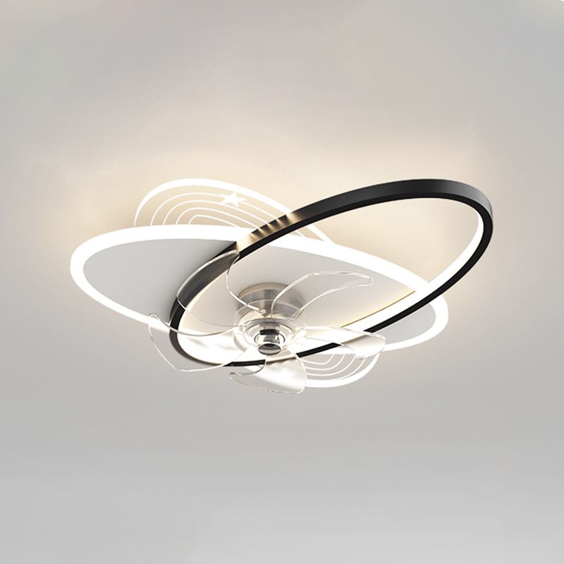 Modern Geometry Shape Ceiling Fan Lamps Metal 3 Light Ceiling Fan Lighting for Bedroom