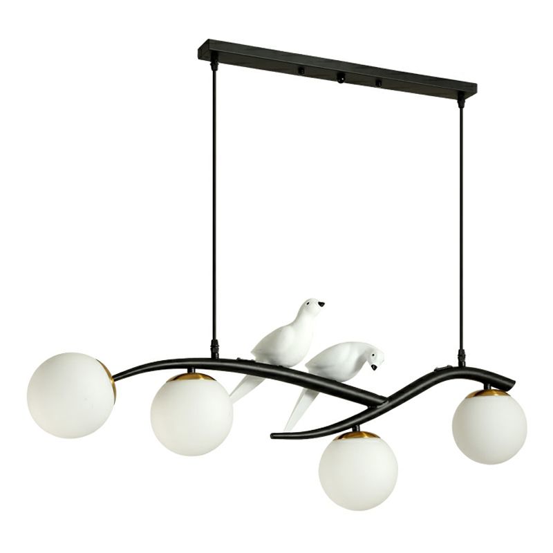 4-Light Sphere Island Lighting Ideas Contemporary Glass Island Chandelier