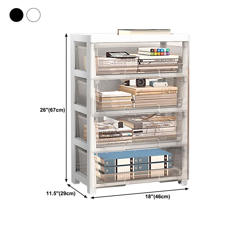 Modern Style Bookshelf in White and Black Color Plastic Bookcase for Office