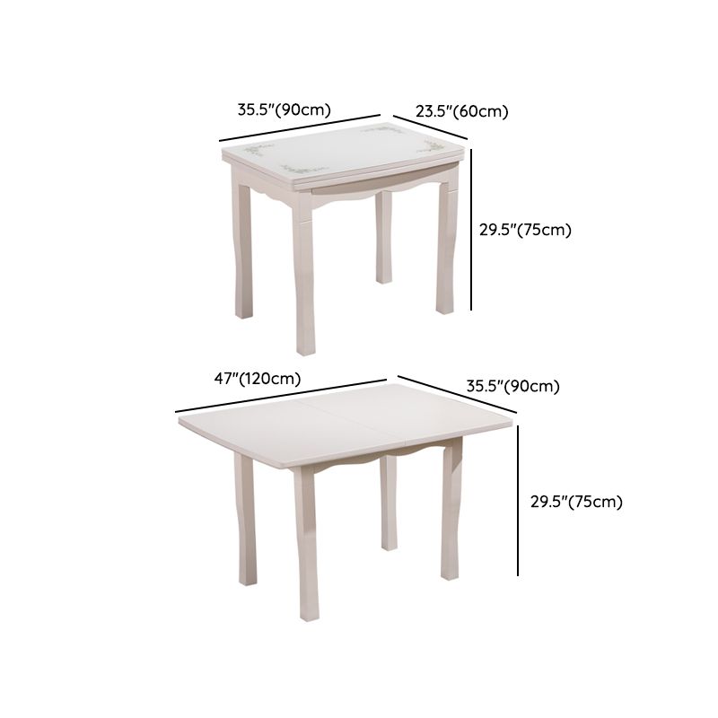 Simplicity Style Rectangle Glass Dining Site Table with 4 Legs