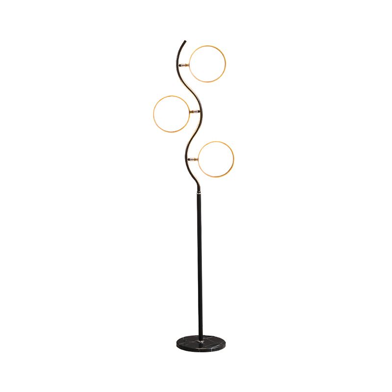 Kreisförmige Baumstehlampe Modernismus Metall Schwarz/Weiß LED Stehende Bodenlicht mit verstellbarem Kopfdesign