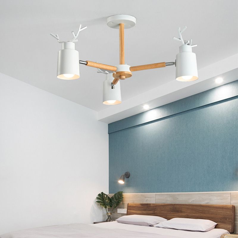 Fissature di illuminazione a sospensione in metallo Nordic Macron Antler Metal With Wood Room