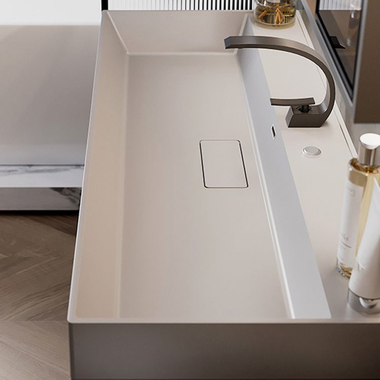 Contemporary Vanity Sink Wooden Wall-Mounted Bathroom Vanity Cabinet in Gray