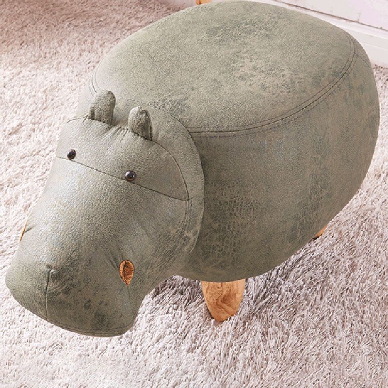 Leather Standard Stool Modern Style Simple Household Hippo Footstool