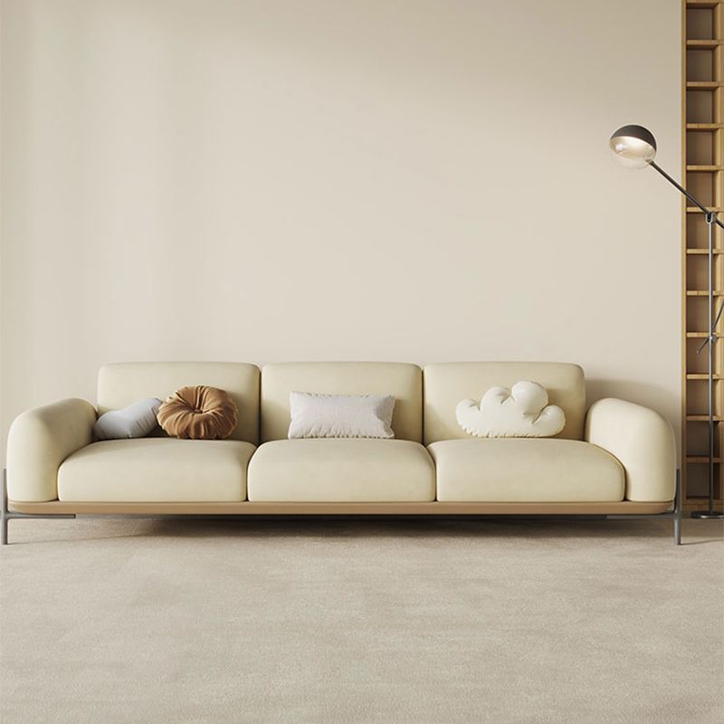 Light Brown Cushions Round Arm Transitional Modern Sofa for Living Room