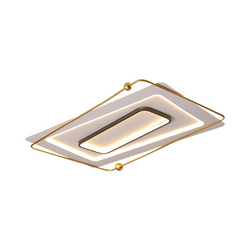 White-Gold Layered Rectangular Flushmount Modernism Acrylic LED Ceiling Flush Light in Warm/White Light