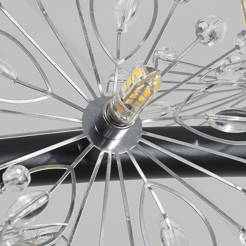 Kreis Kristallperlen hängende Kronleuchter minimalistisch schwarz 20,5 "/26"/34 "breite LED -Deckenlampe