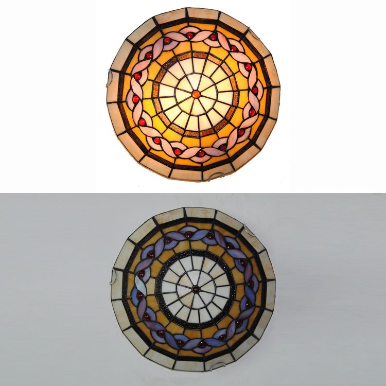 Lampada da soffitto a incasso in vetro colorato barocco blu/giallo per soggiorno