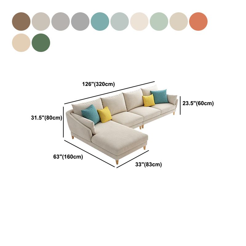 Modern Sectional Sofa with Pillow Back and Sloped Arms for 4 People