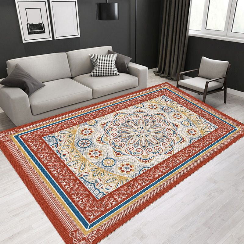 Nostalgia Tribal Pattern Area Rug Polyester Carpet Pet Friendly Indoor Carpet for Home Decoration