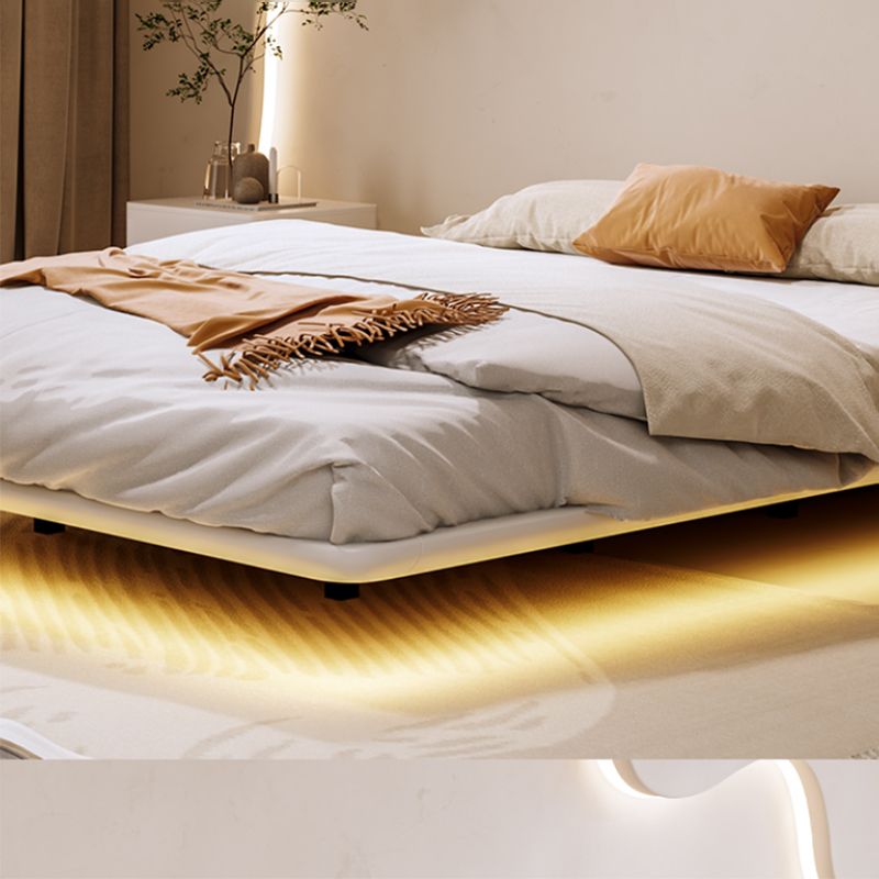 Contemporary White Lift Up Storage Solid Color Bed Frame, Light Not Included