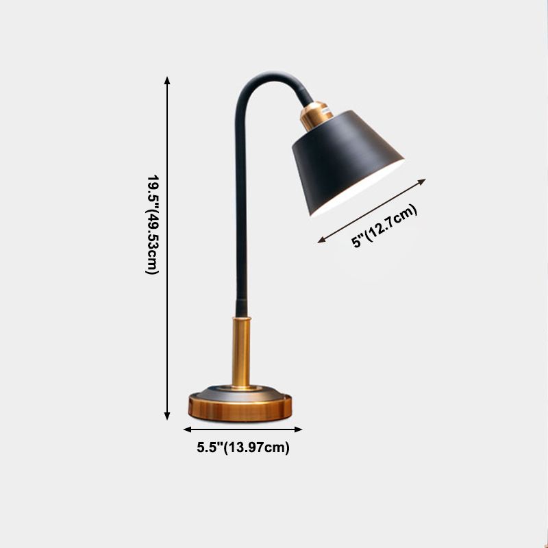 Cono 1 lampada da tavolo leggera Lampade da tavolo da notte moderno in metallo moderno in nero