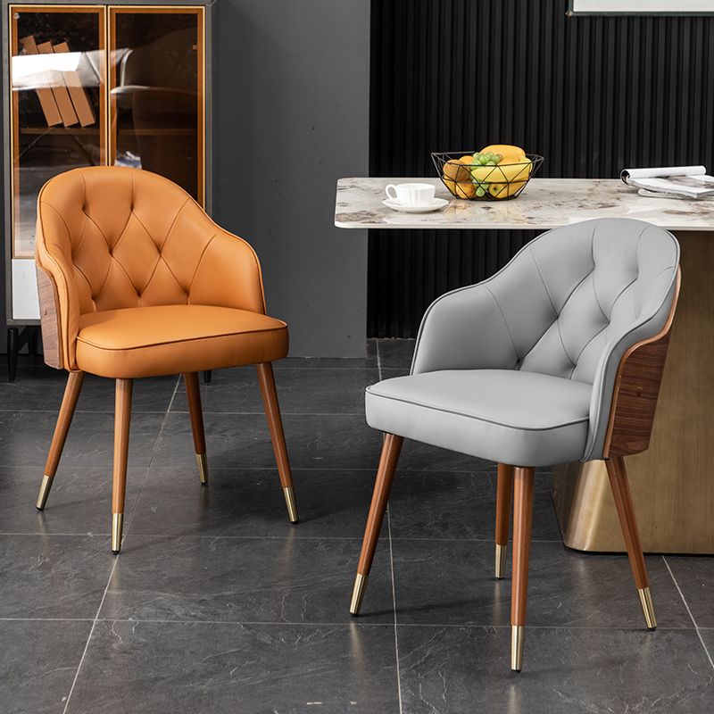 Silla de comedor de cuero de microfibra estilo Glam, silla con brazo trasero sólido
