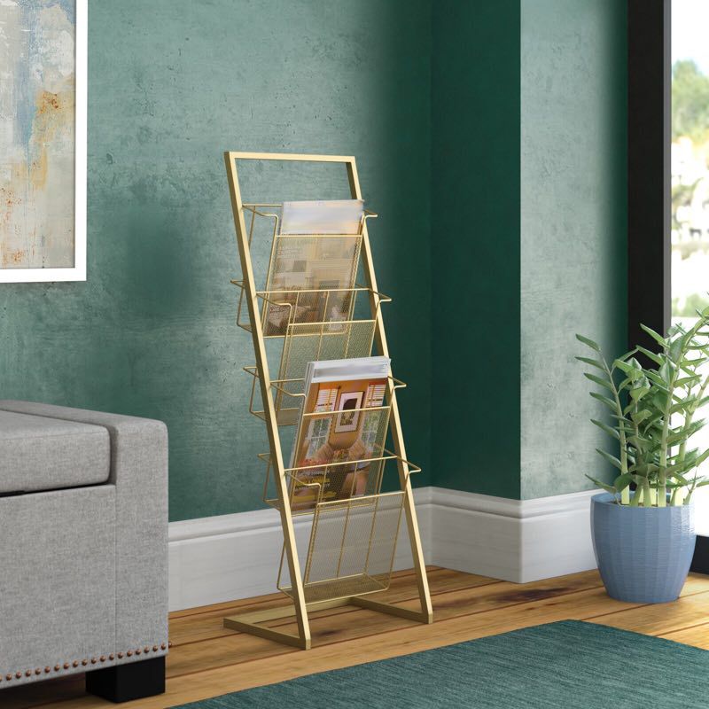 Contemporary Closed Back Bookcase Vertical Metal Bookshelf with Shelves