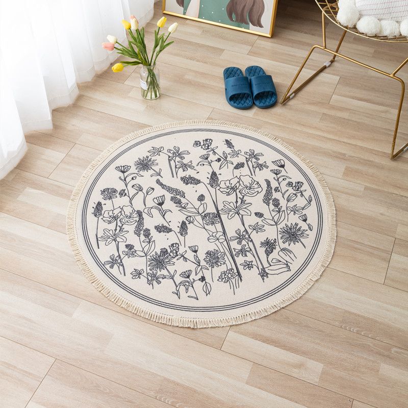Bohemian Area Rug Americana Pattern Modern Carpet Fringe Design Cotton Blend Rug for Living Room