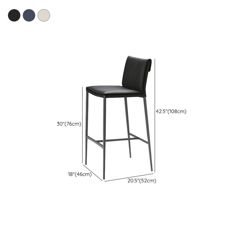 Nordic Style Metal Bar Stool Rectangle Leather Bar Stools for Living Room