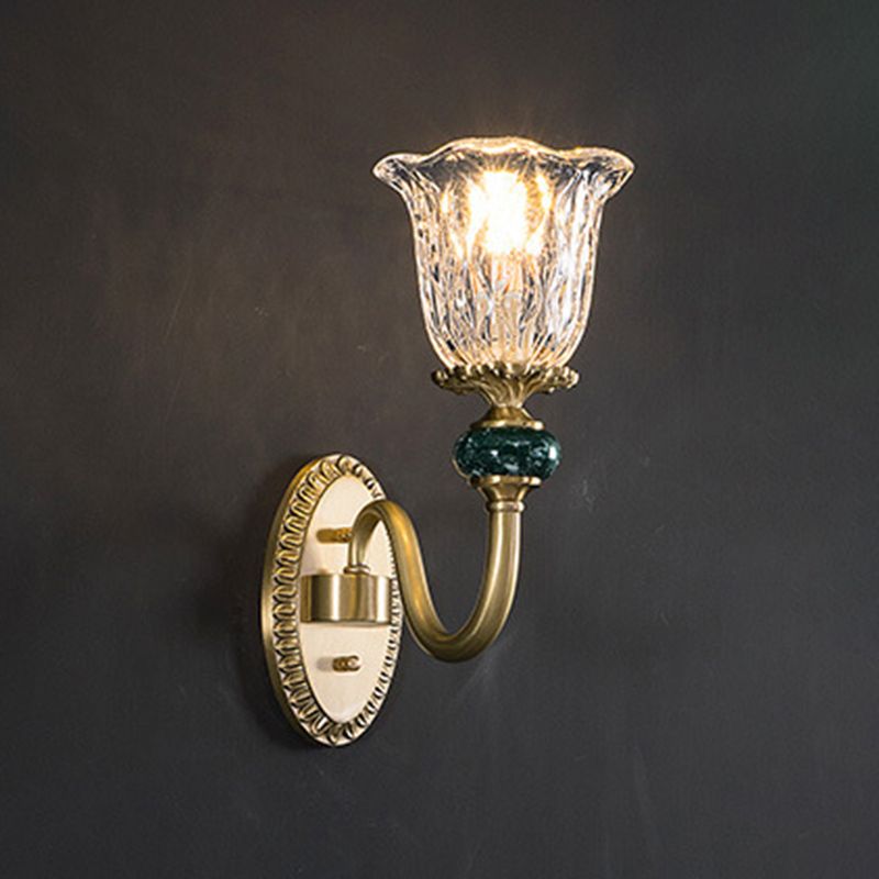 Glass Bell Shape Sconce Light Modern-Style 1/2 Light Wall Light Fixtures in Brass