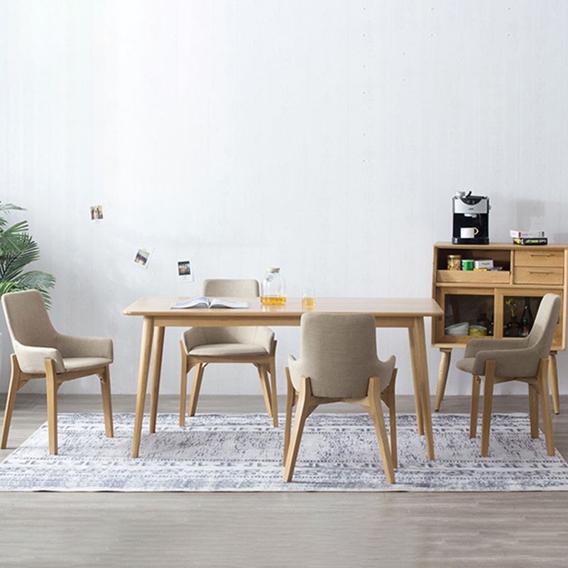 Rechthoek witte eiken vaste houten tafel moderne eettafel met 4 poten voor restaurant