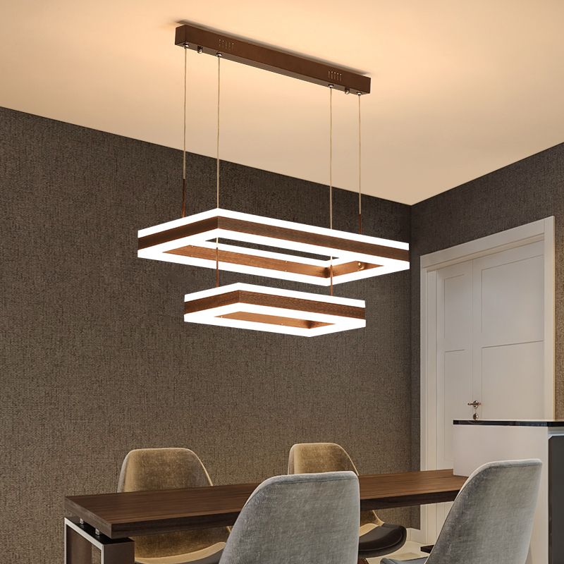 Lámpara de suspensión de techo de café de LED acrílico rectangular para dormitorio