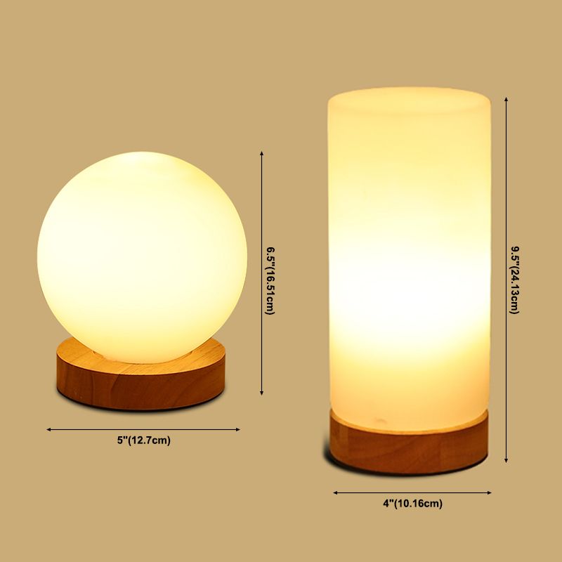 Modern Night Table Lamps 1-Light Living Room Nightstand Lights with White Glass Shade