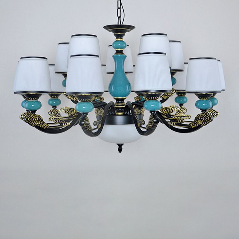 Cylinder Shape Pendant Lights Modern Style Glass Chandelier Light Fixtures