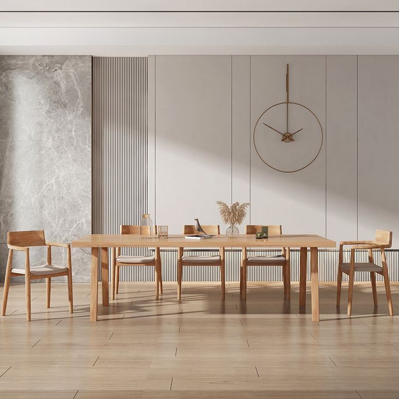 Modern Pine Solid Wood Dining Room Table 4 Legs Natural Rectangle Dining Table