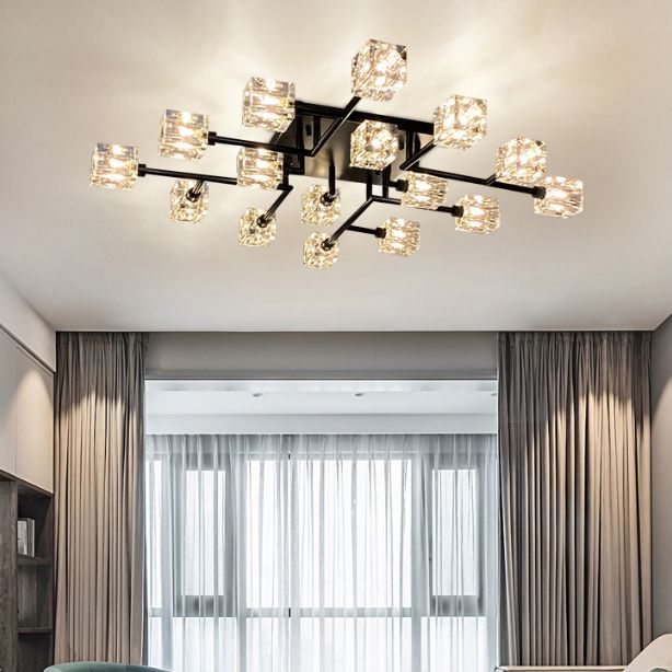 Crystal Sputnik Semi Flush Mount Lighting Simple Style Semi Flush Ceiling Light Fixture