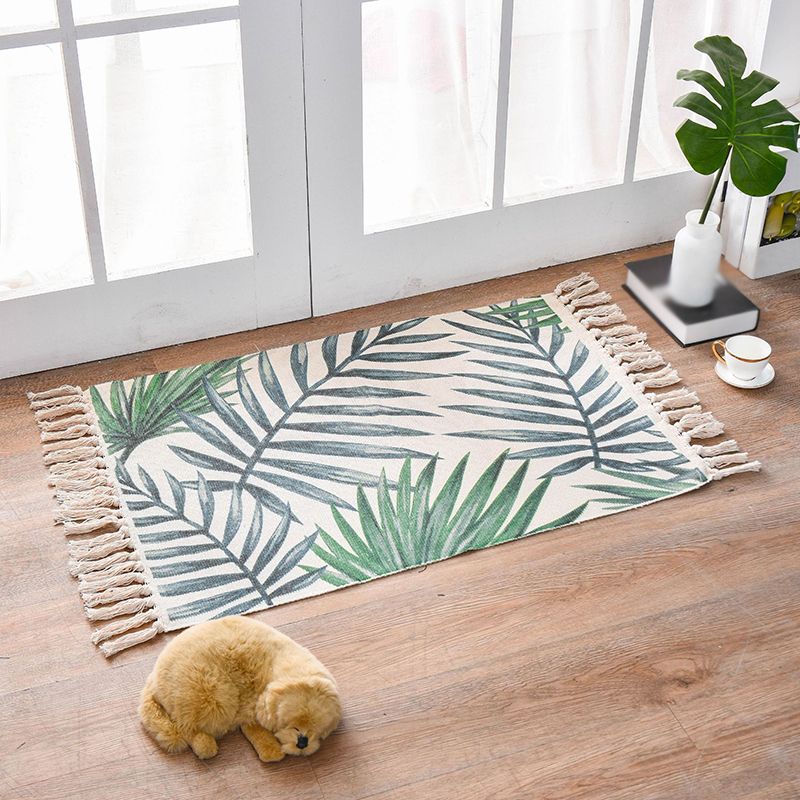 Green Modern Carpet Cotton Panda Carpet Non-Slip Backing Carpet for Living Room