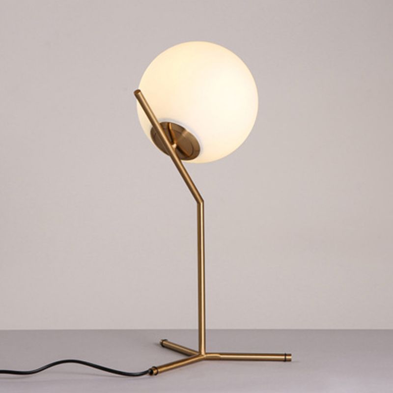 Modern Global Table Light White Glass 1 Light Table Lamp with Metal Backplate
