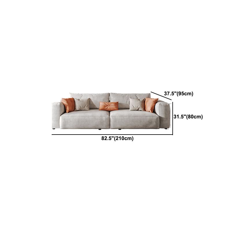 Faux Leather Square Arm Sofa with Chaise Modern Loose Back Sofa in Gray