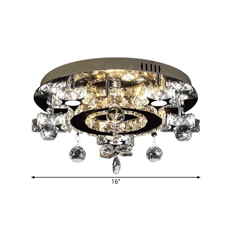Facetted Crystal Star Semi Flush Lampe Simplicity LED Deckenspülung in Chrom, warm/weißes Licht