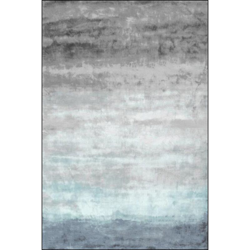 Stylish Ombre Pattern Rug Blue and Grey Casual Rug Polyester Washable Anti-Slip Backing Carpet for Living Room