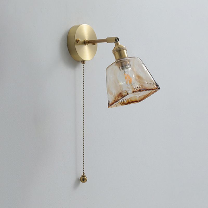 Modern Style Design Sconce Light Fixtures 1-Light Brass Wall Mounted Lamp with Grass Shade