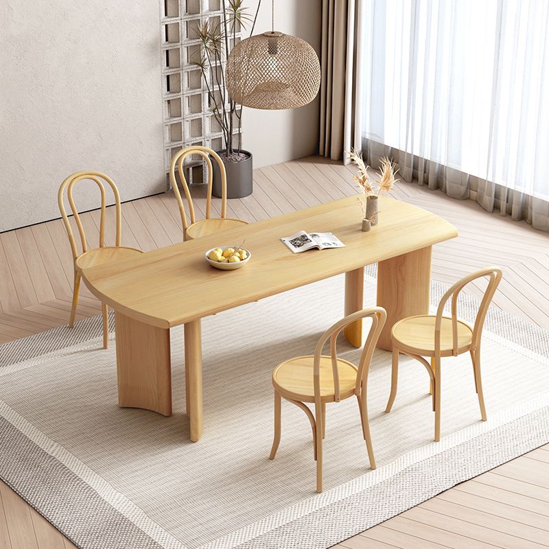 Modern 1/3/4/5/7 Pieces Rectangle Dining Set Solid Wood Dinette Table with Chairs