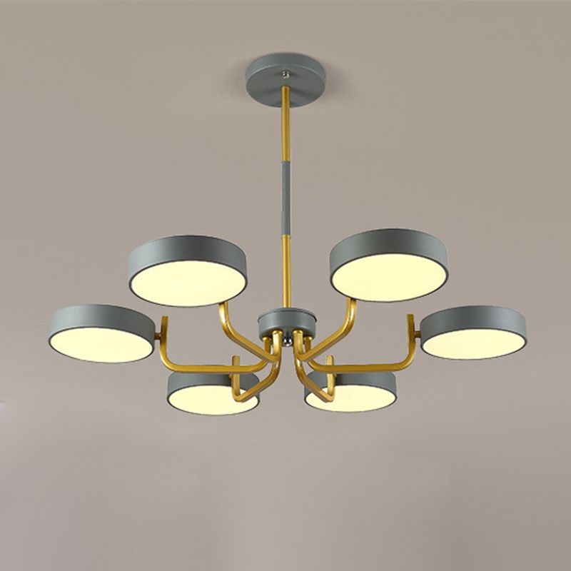 Nordic Round LED Chandelier Metallic Bedroom Living Room Suspension Lighting Fixture