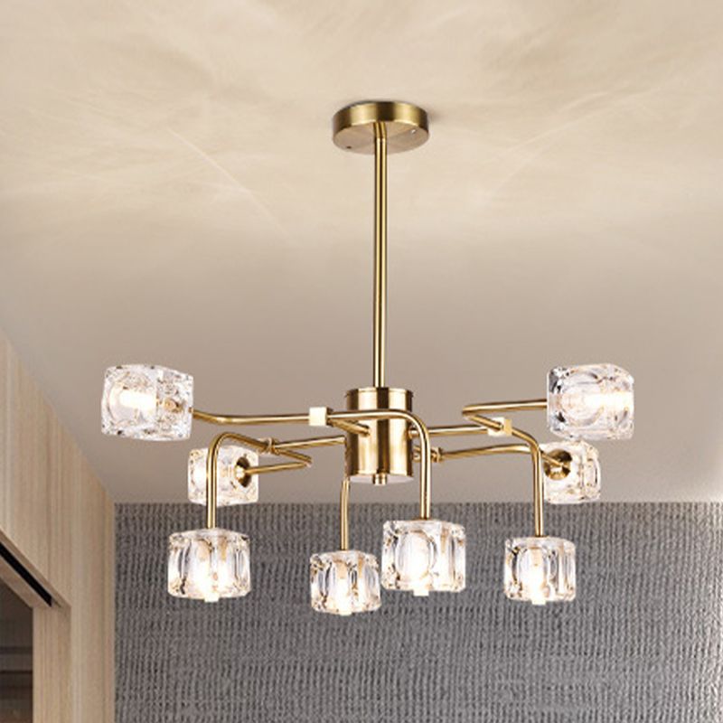 Nordic Multi Head Chandelier Light Fixtures Glass Gold Hanging Chandelier for Restaurant