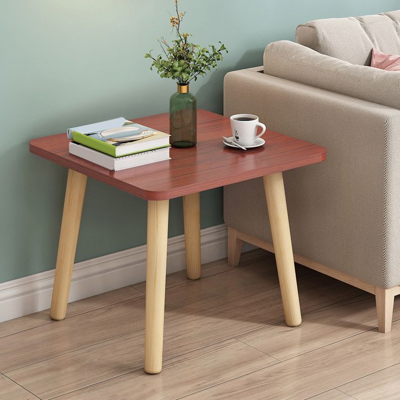 Contemporary Square End Table 4 Legs Solid Wood Side Table, 16.5" Tall