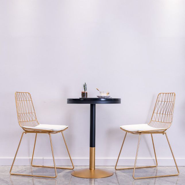 Industrial Style Black Iron Bar Table Wood Round Top Bistro Table with Pedestal