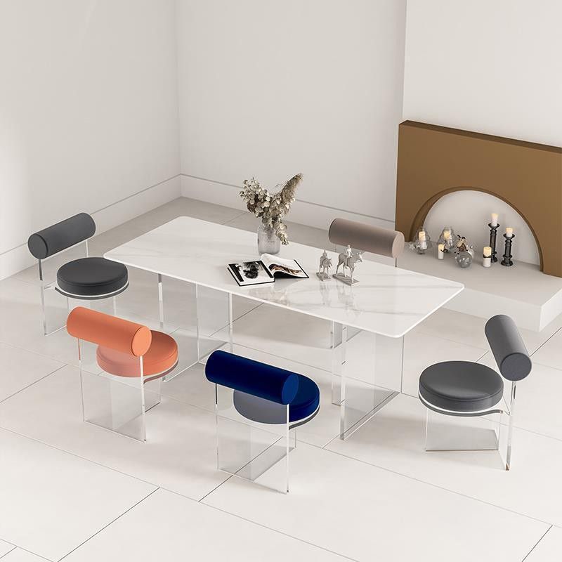 Contemporary Upholstered and Acrylic Dining Side Chair for Home