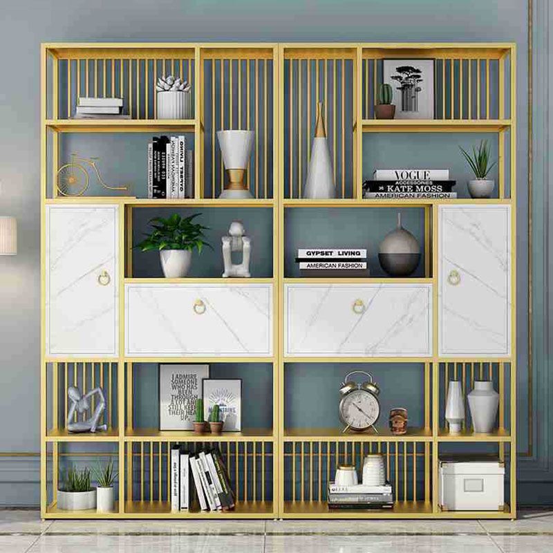 Modern Metal Shelf Bookcase Open Home Bookshelf with Cabinets