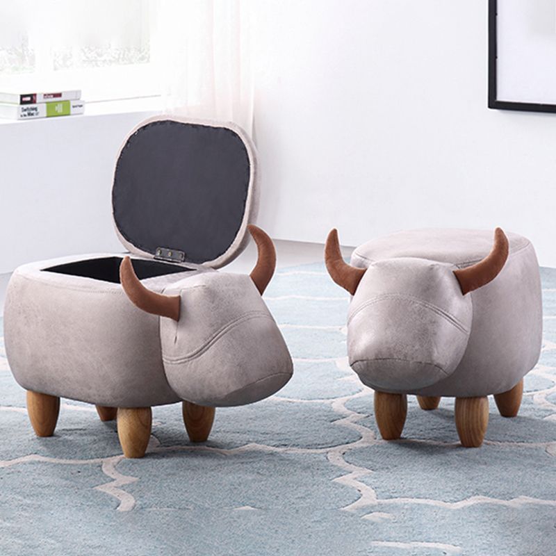 Contemporary Standard Ottoman with Upholstered Faux Leather Top Pouf
