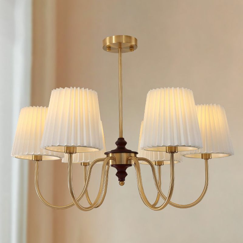 French Style Ceiling Light Cylinder Shape Ceiling Lamp with Fabric Shade for Bedroom