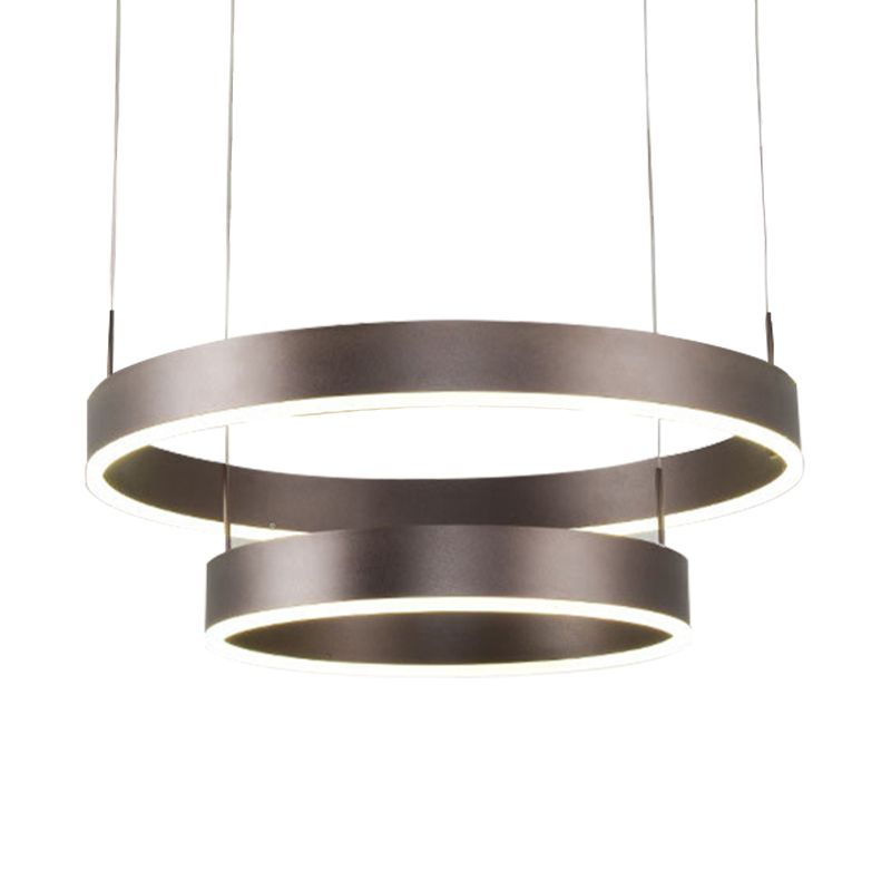 Modern 1/2/3-Light Suspension Pendant with Acrylic Shade Coffee Ring Chandelier Light in Warm/White Light