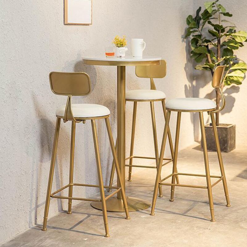 Nordic Style Backrest Counter Stool Iron Cafe Bar Stool with Cushion and Pedal