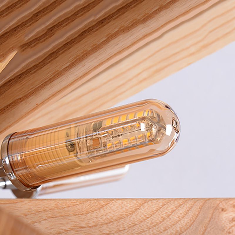 Wood Nordic Style Chandelier 10 Lights Hanging Light for Restaurant